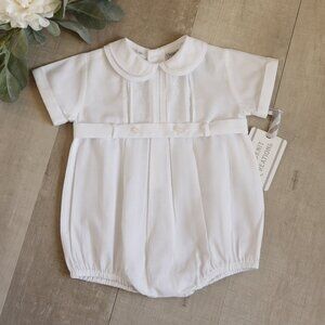 White Heirloom Belted Creeper Romper Feltman Brothers 6 Months Special Occasion